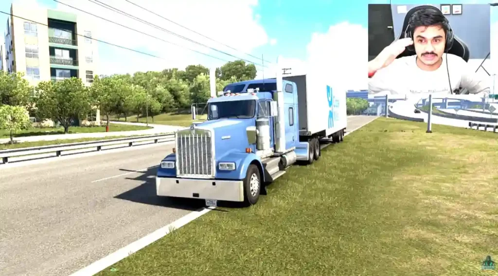 American Truck Simulator PC gameplay showing realistic truck and highway driving experience in USA
