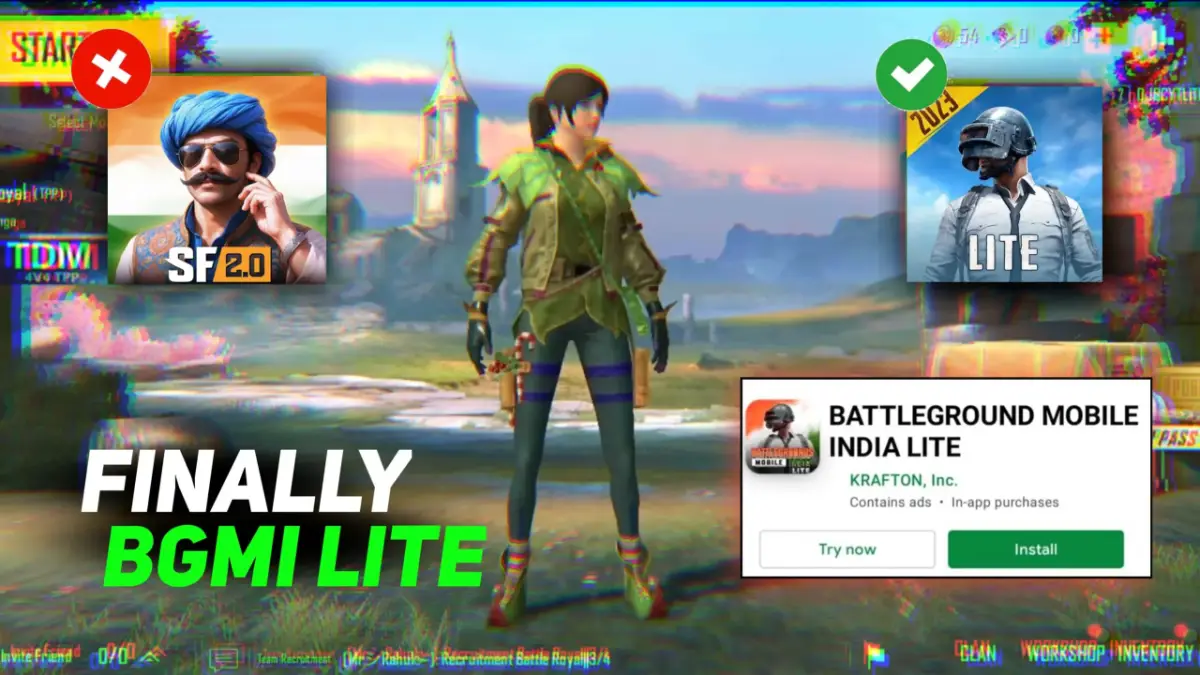 BGMI Lite 2026 release update showing Battlegrounds Mobile India Lite on Play Store with install option