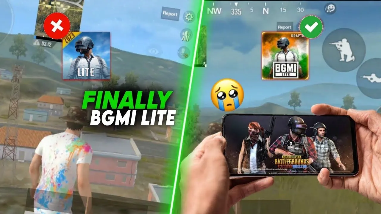 BGMI Lite release date update thumbnail showing PUBG Lite vs BGMI Lite comparison with Krafton logo and mobile gameplay screen