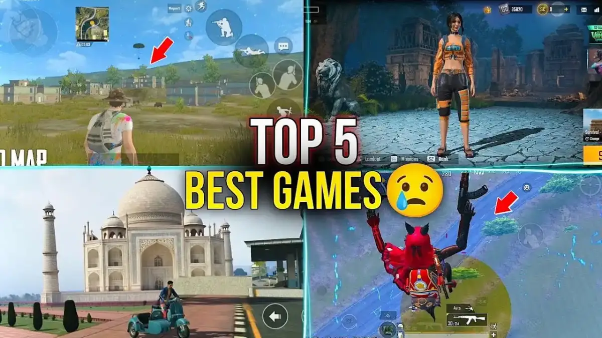 Best battleground games for low-end mobile 2026 featuring BGMI, PUBG Mobile Lite, Free Fire Max, Scarfall and UGW gameplay comparison