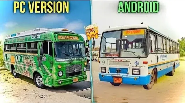 Best Bus Simulator Games for PC and Mobile 2026 comparison showing PC version and Android version graphics