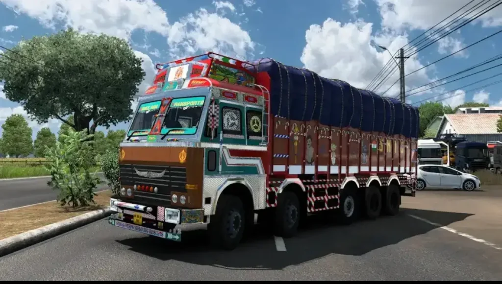 Euro Truck Simulator 2 gameplay showing realistic PC truck simulator with detailed highway environment and cargo transport