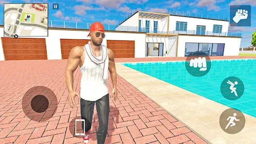 Indian GTA Android game character customization showing player wearing traditional Indian outfit near house