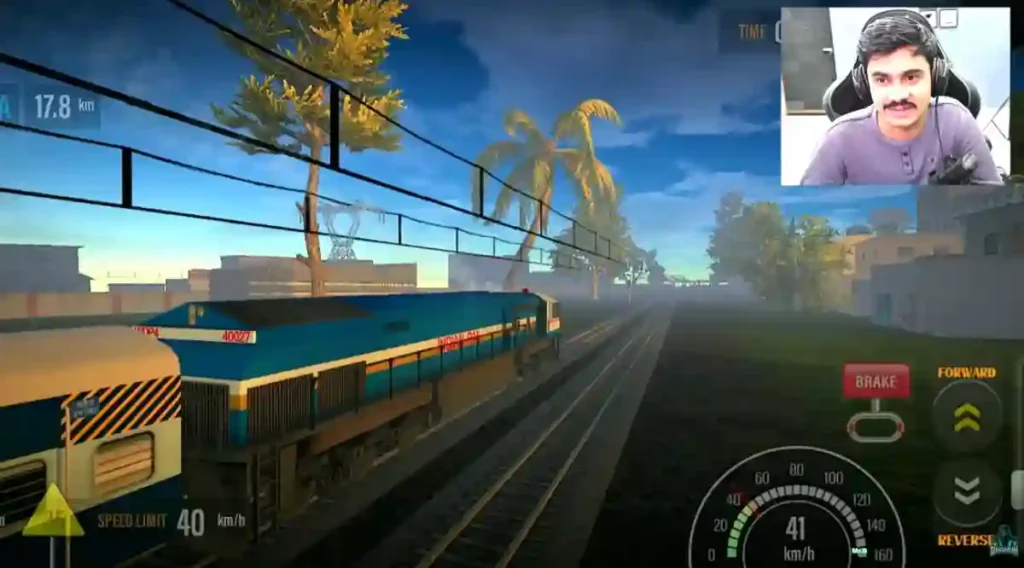 indian railway train simulator showing ayodhya dham junction station board and railway route
