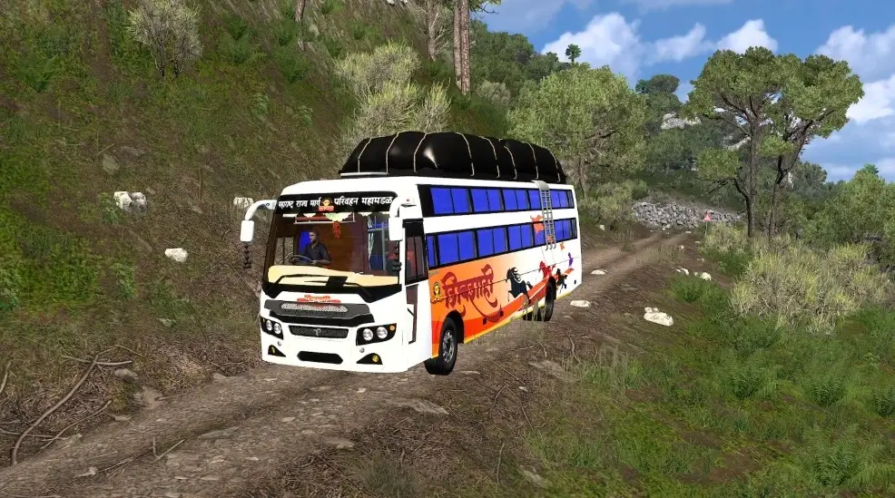 Euro Truck Simulator 2 gameplay showing Tata Signa truck navigating narrow streets in Pakistan route