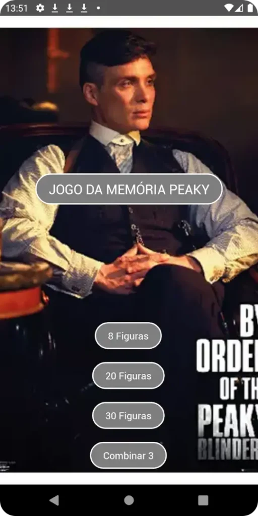 Peaky Blinders Games mobile memory game featuring Tommy Shelby card matching gameplay