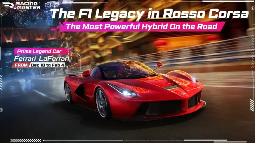 Racing Master Android racing game showing Ferrari style sports car with high quality PC level graphics