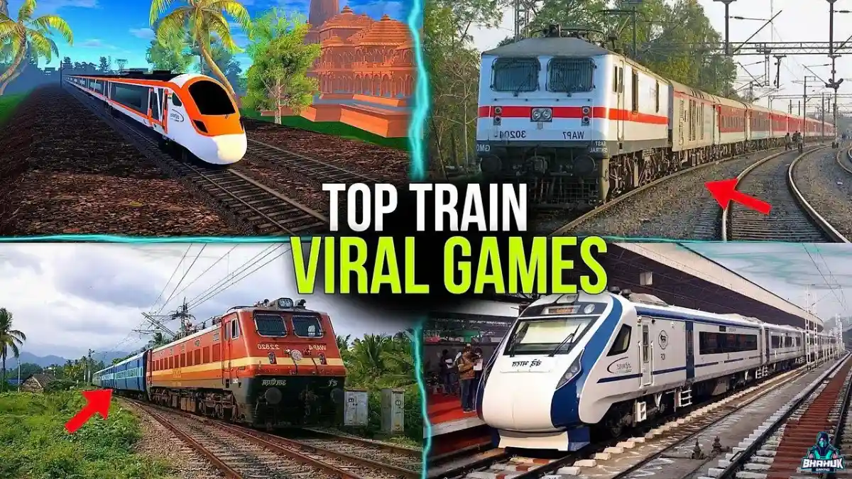 top train simulator games for android showing indian railway trains including vande bharat and electric loco