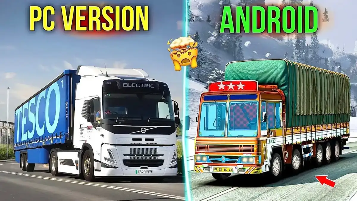 Best Truck Simulator Games for PC and Android comparison showing Euro Truck Simulator 2 vs mobile truck driving simulator gameplay