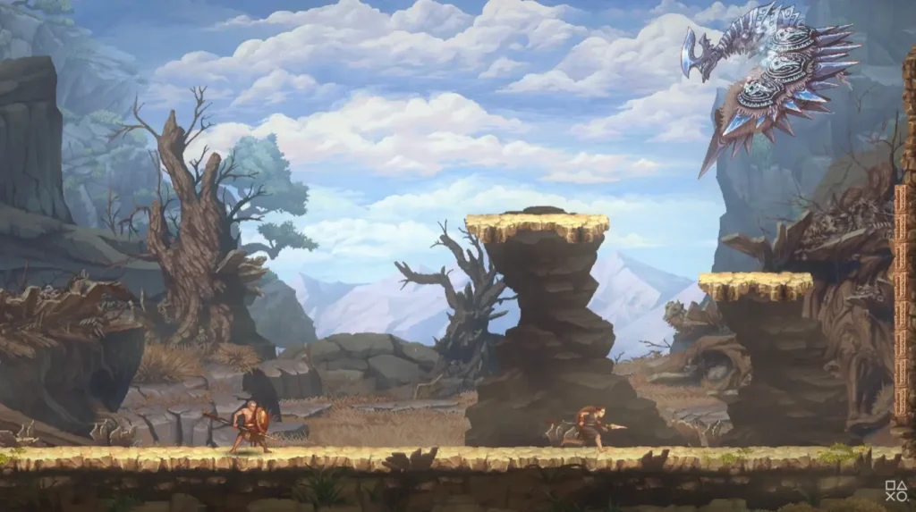 War Sons of Sparta PS5 2D gameplay showing Kratos using spear in Spartan combat