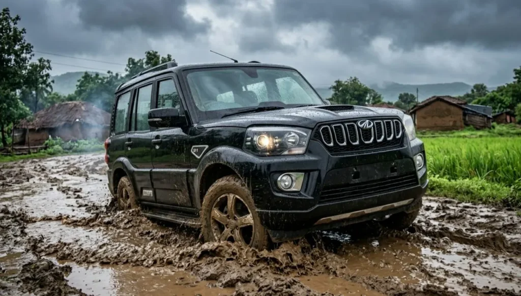 Scorpio S11 Game SUV driving on Indian highway road